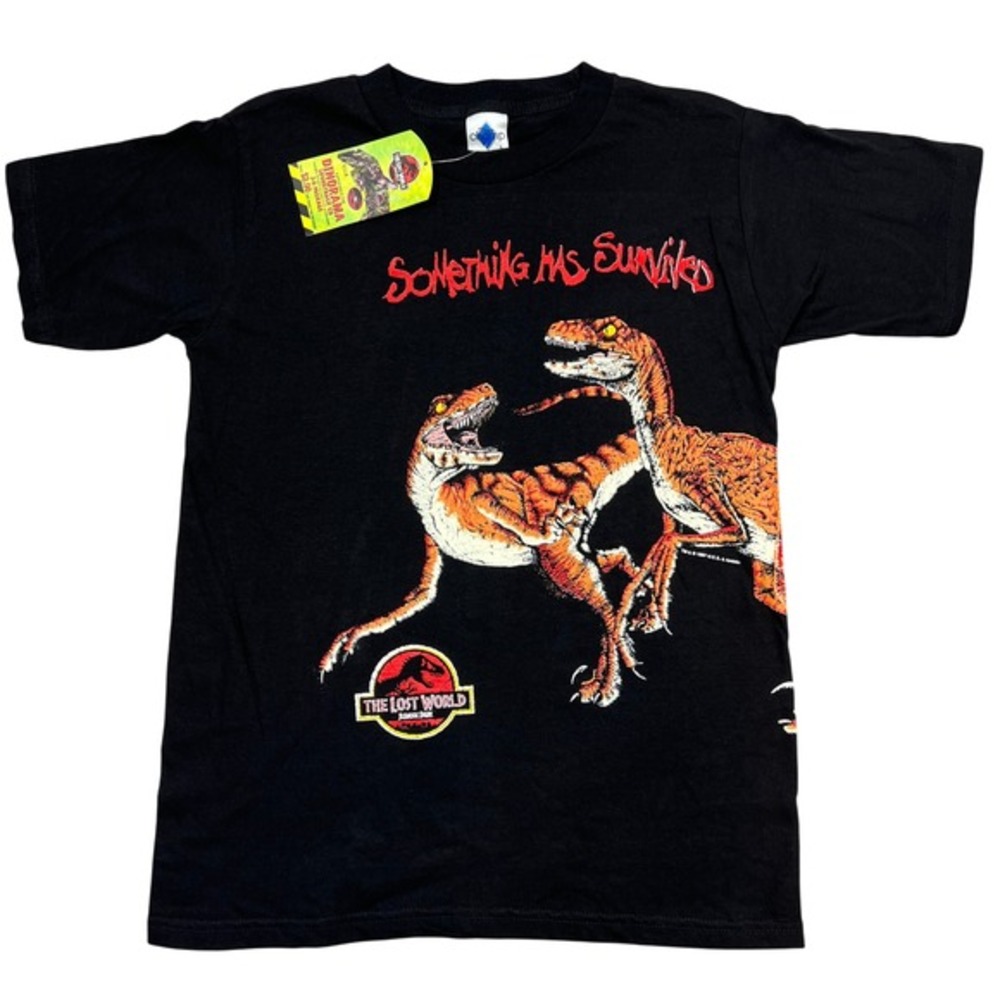 Jurassic Park The Lost World T-Shirt Youth L Black 1997 Deadstock Double Sided‎